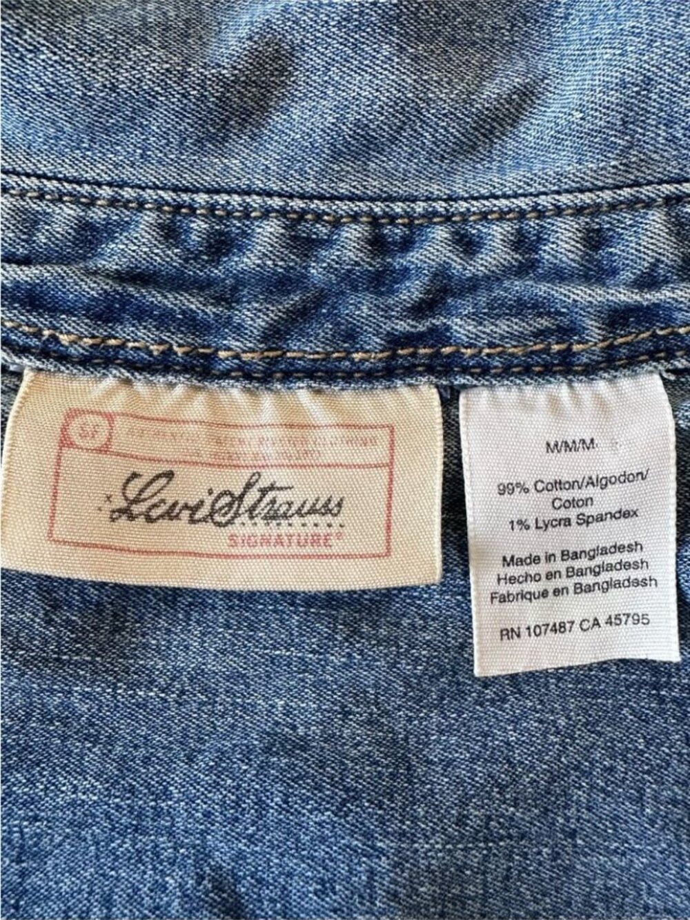 Vintage Y2K Levi's Jean Shirt Denim Fitted Button Up Shirt Coastal Cowgirl - M - Picture 6 of 9